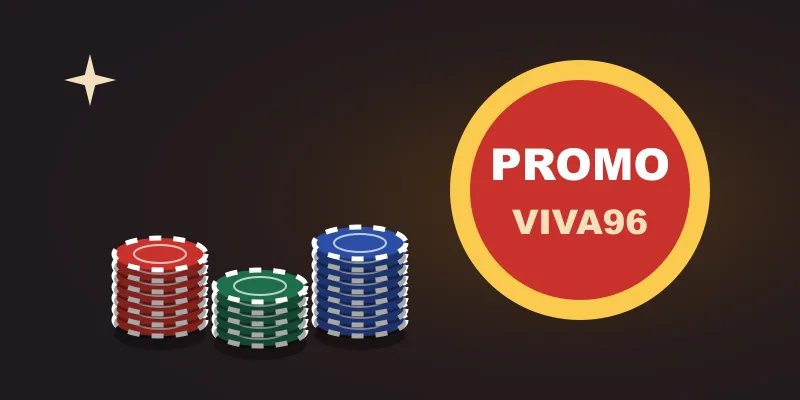 Viva96 Casino promotions Viva96 Casino promotions illustration with chip stacks and a red promo badge